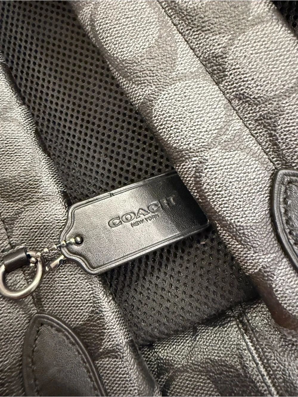 Coach Men’s Large Black Signature Backpack Leather Trim